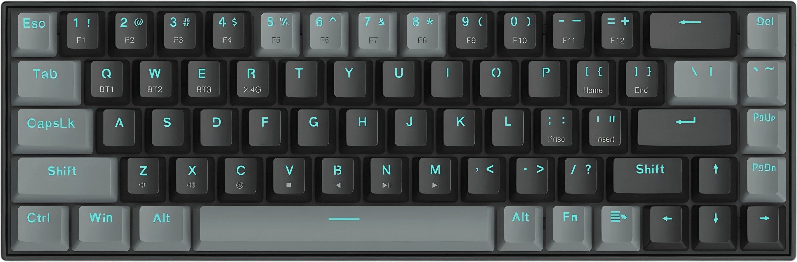 Redragon K662 Gwern Wireless Gaming Mechanical Keyboard - Red Switch - Black/Grey