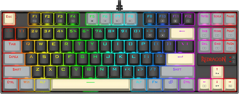 ريدراجون K552-LGY Rainbow TKL سلكية ميكانيكية – سويتش أحمر - أسود/رمادي