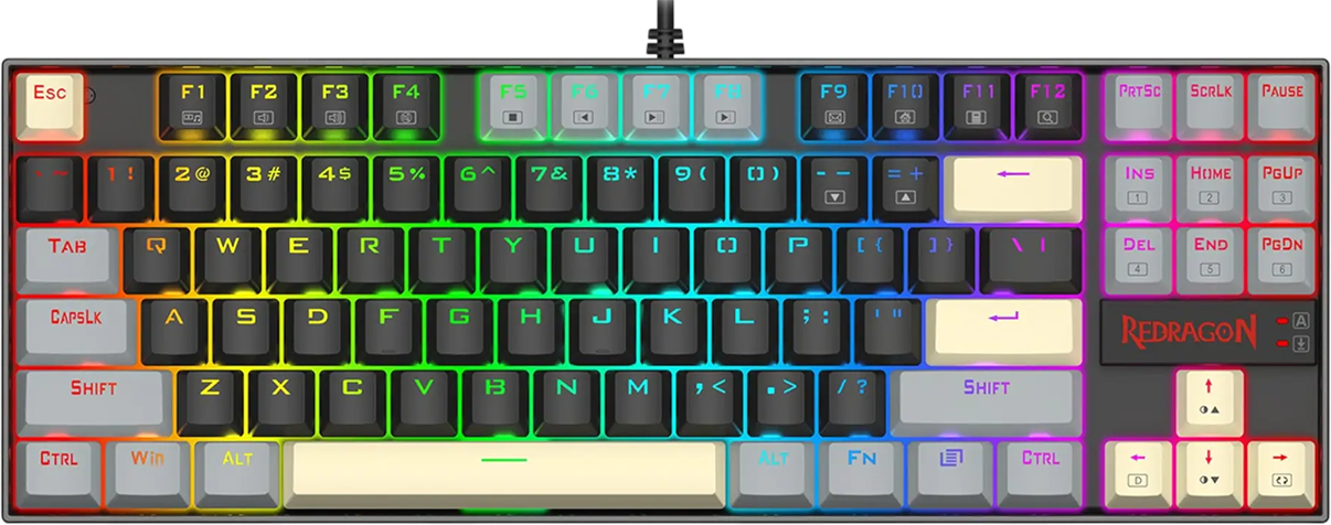 Redragon K552-LGY KUMARA Rainbow Wired Mechanical Gaming Keyboard - Red Switch - Black/Grey  for sale in Egypt from Games2Egypt