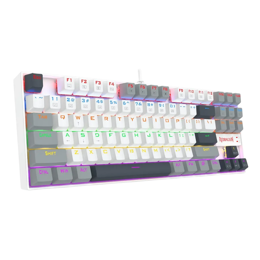Redragon K552-WGL KUMARA Rainbow Wired Mechanical Gaming Keyboard - Red Switch - White/Gray – image 2