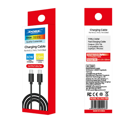 Dobe TNS-5166 Type-C Charging Cable 60W PD for Switch 2 - 1.5M
