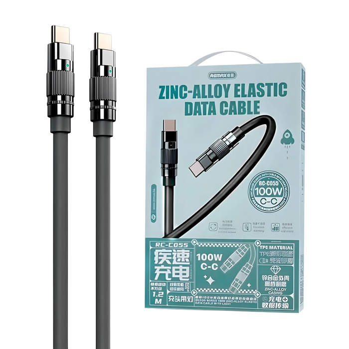Remax RC-C055 Type-C To Type-C Data Cable 1.2M - Grey  for sale in Egypt from Games2Egypt