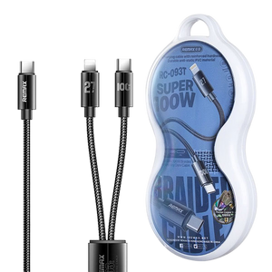 Remax RC-093T 100W Type-C To Type-C & Lighting Cable - Black  for sale in Egypt from Games2Egypt