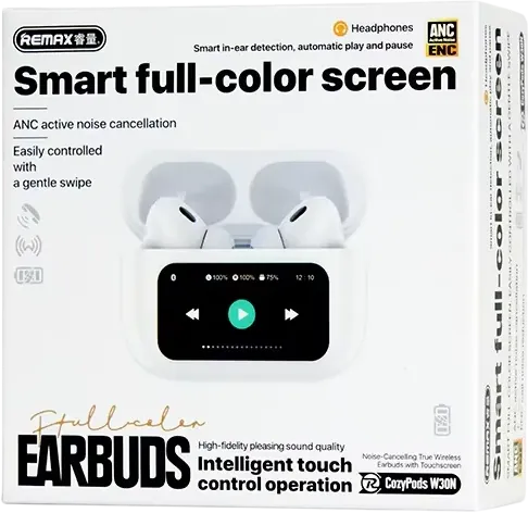 REMAX Cozybuds W30N ANC+ENC Bluetooth Wireless Earbuds - White  for sale in Egypt from Games2Egypt
