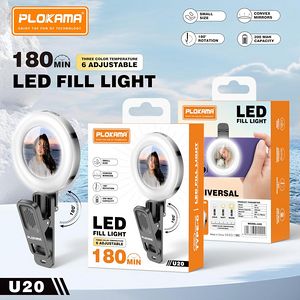 Plokama U20 Ring LED Fill Light And Selfie Mirror Clip  for sale in Egypt from Games2Egypt
