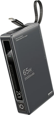 Remax RPP-87 65W Fast Charging Built-In Type-C Cable 20000mAh Power Bank - Space Gray
