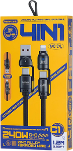 REMAX C1 240W 4 in 1 Fast Multi-Charging Cable 1.2M - Black  for sale in Egypt from Games2Egypt