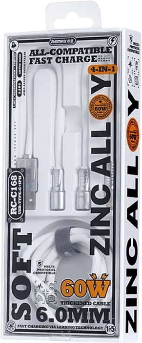 Remax RC-C168 4-in-1 60W Fast Charging Cable 1.5M - White  for sale in Egypt from Games2Egypt