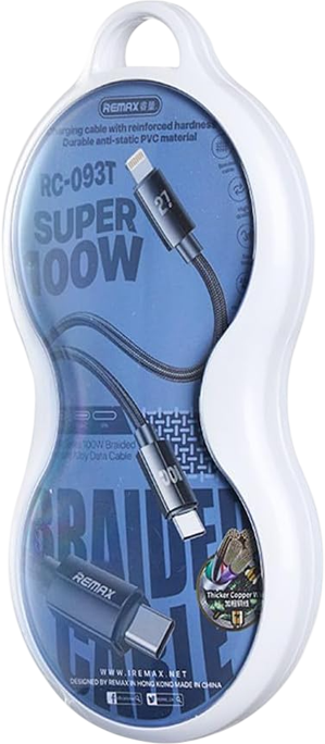 Remax RC-093T 100W Type-C To Type-C & Lighting Cable - Black  for sale in Egypt from Games2Egypt