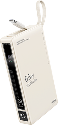 Remax RPP-87 65W Fast Charging Built-In Type-C Cable 20000mAh Power Bank - Beige