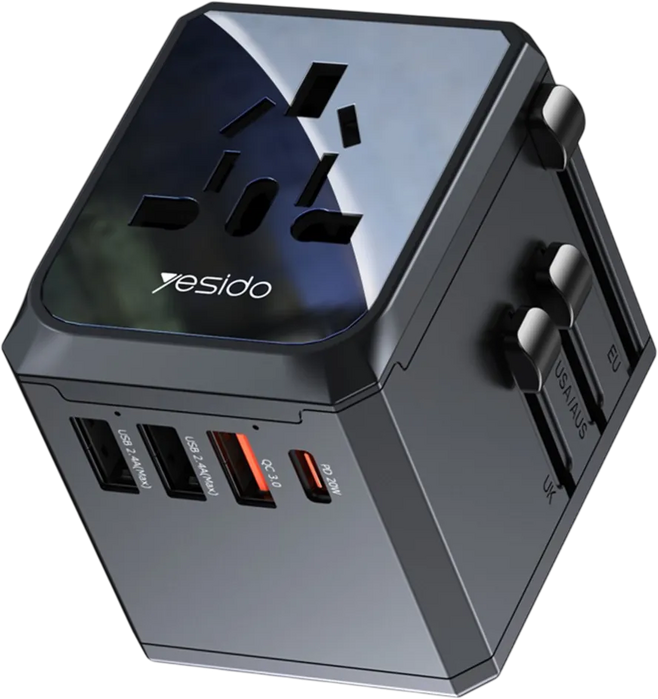 Yesido MC24 20W 3-USB & Type-C Universal Travel Adapter Plug  for sale in Egypt from Games2Egypt