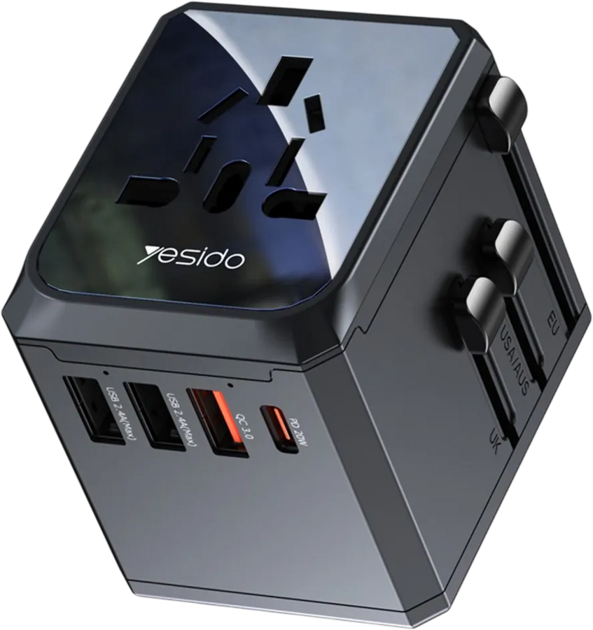 Yesido MC24 20W 3-USB & Type-C Universal Travel Adapter Plug