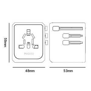 Yesido MC24 20W 3-USB & Type-C Universal Travel Adapter Plug  for sale in Egypt from Games2Egypt