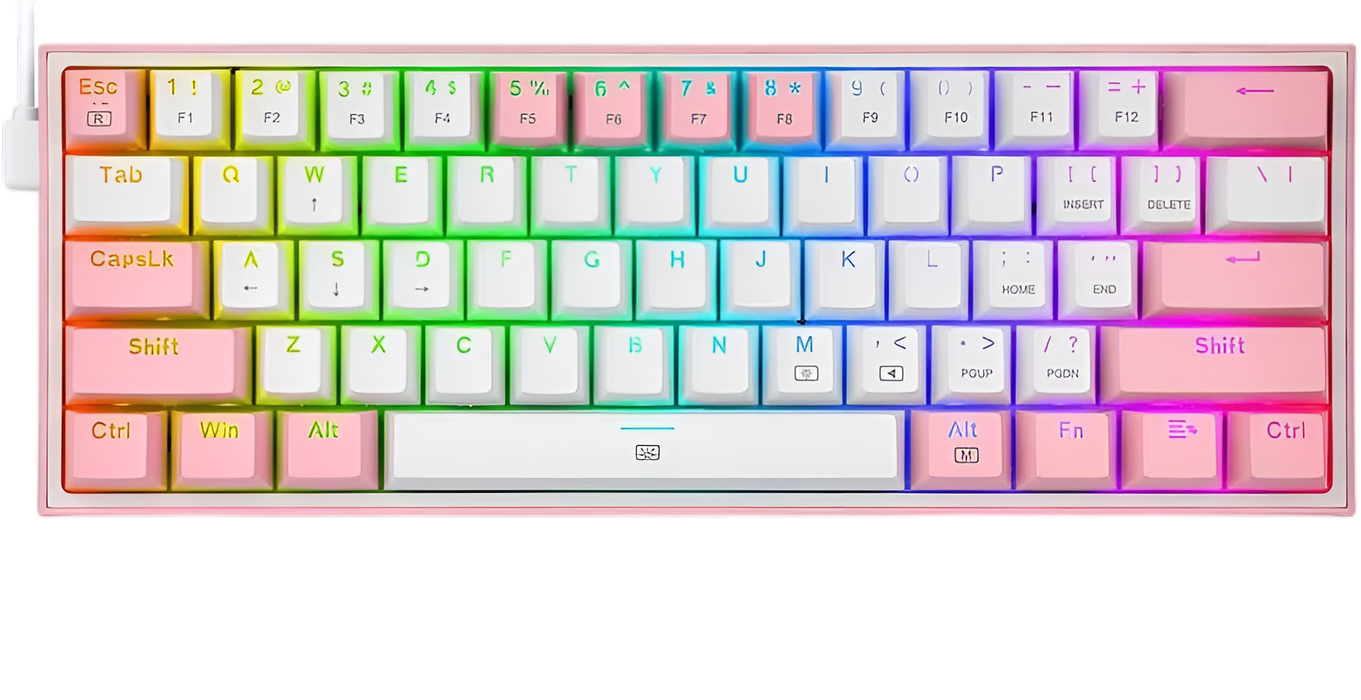 ريدراجون K617 Fizz كيبورد سلكي ميكانيكال 60% RGB سويتش أحمر – أبيض/بينك  للبيع في مصر من خلال Games2Egypt