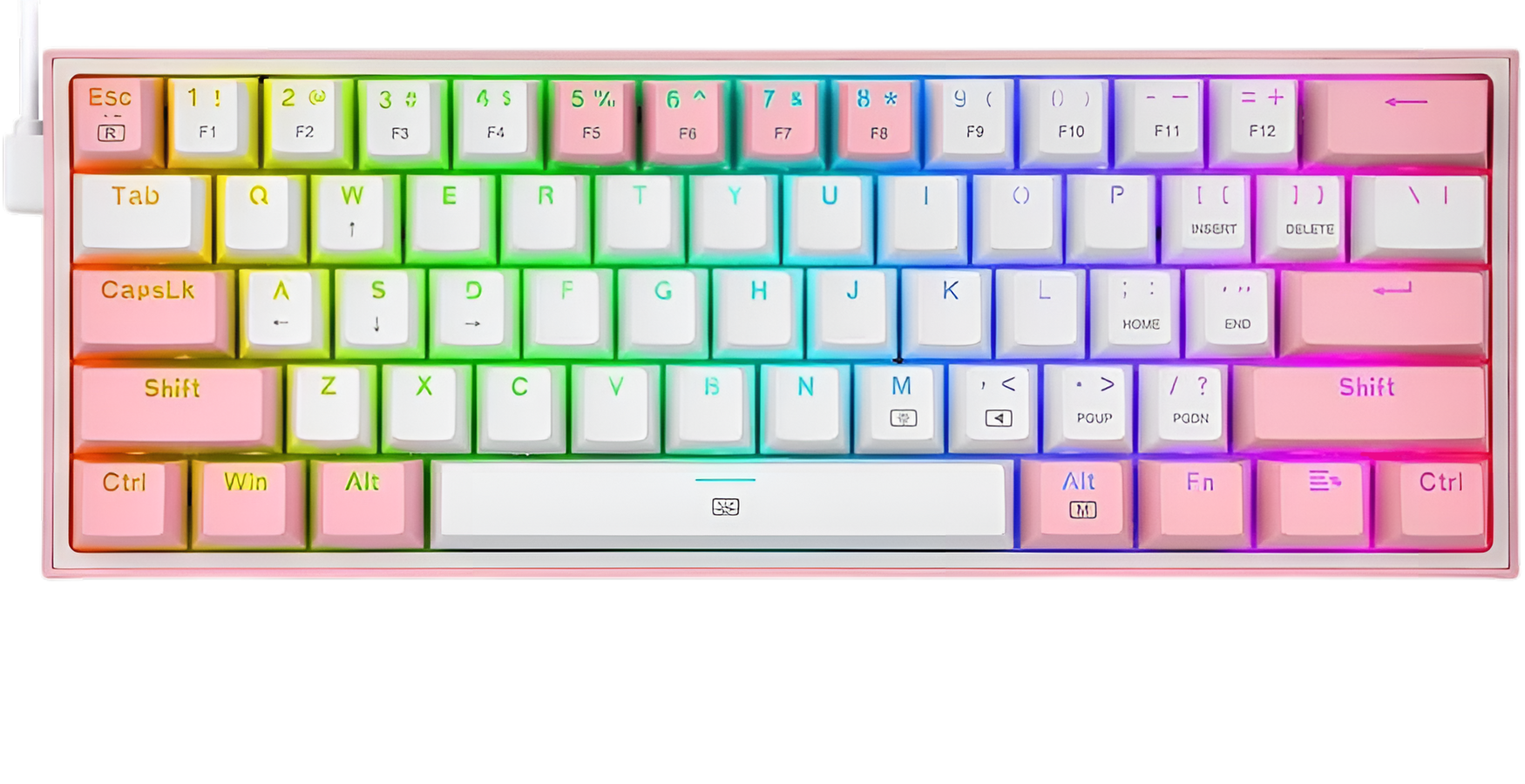 ريدراجون K617 Fizz كيبورد سلكي ميكانيكال 60% RGB سويتش أحمر – أبيض/بينك