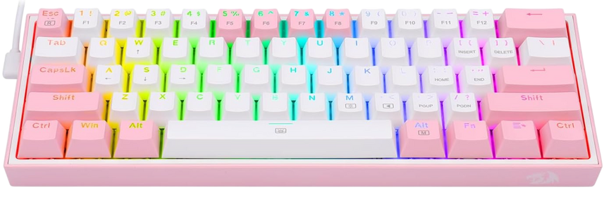ريدراجون K617 Fizz كيبورد سلكي ميكانيكال 60% RGB سويتش أحمر – أبيض/بينك  للبيع في مصر من خلال Games2Egypt