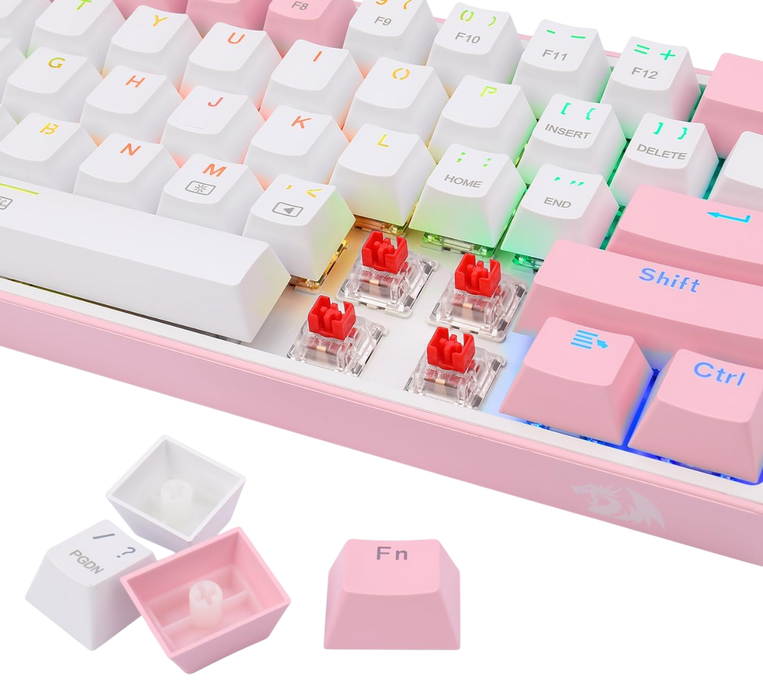 ريدراجون K617 Fizz كيبورد سلكي ميكانيكال 60% RGB سويتش أحمر – أبيض/بينك  للبيع في مصر من خلال Games2Egypt