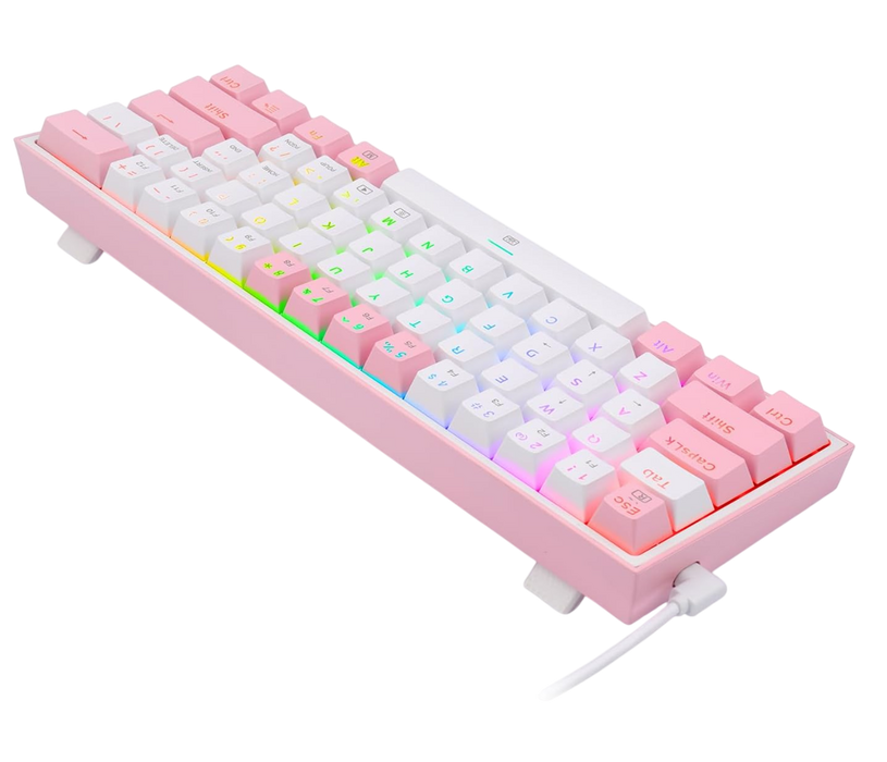 ريدراجون K617 Fizz كيبورد سلكي ميكانيكال 60% RGB سويتش أحمر – أبيض/بينك  للبيع في مصر من خلال Games2Egypt