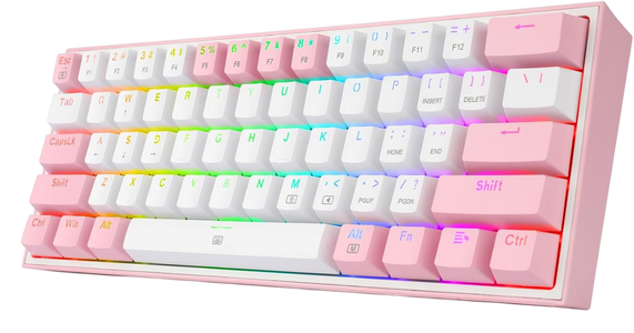 ريدراجون K617 Fizz كيبورد سلكي ميكانيكال 60% RGB سويتش أحمر – أبيض/بينك  للبيع في مصر من خلال Games2Egypt