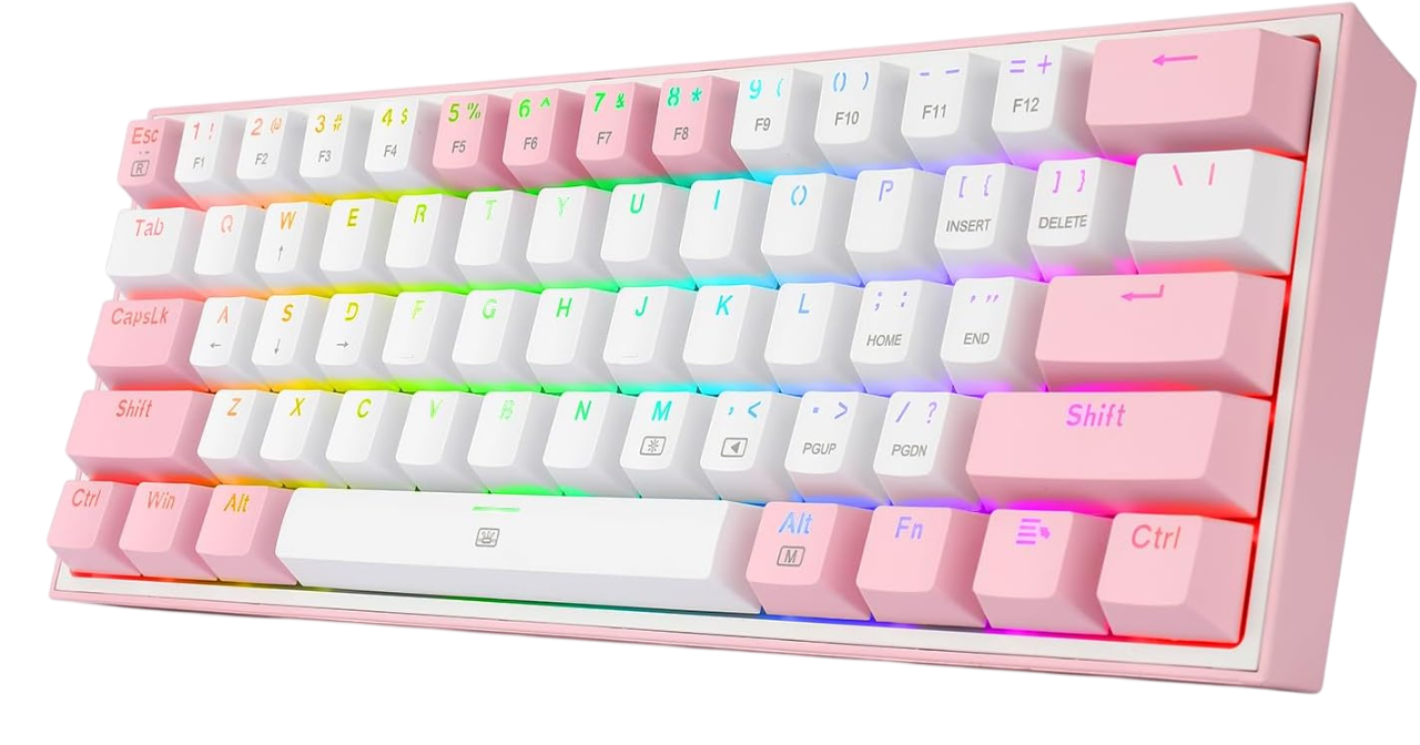 ريدراجون K617 Fizz كيبورد سلكي ميكانيكال 60% RGB سويتش أحمر – أبيض/بينك  للبيع في مصر من خلال Games2Egypt