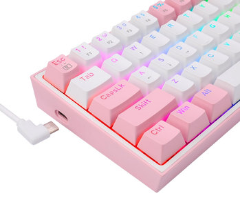 ريدراجون K617 Fizz كيبورد سلكي ميكانيكال 60% RGB سويتش أحمر – أبيض/بينك  للبيع في مصر من خلال Games2Egypt