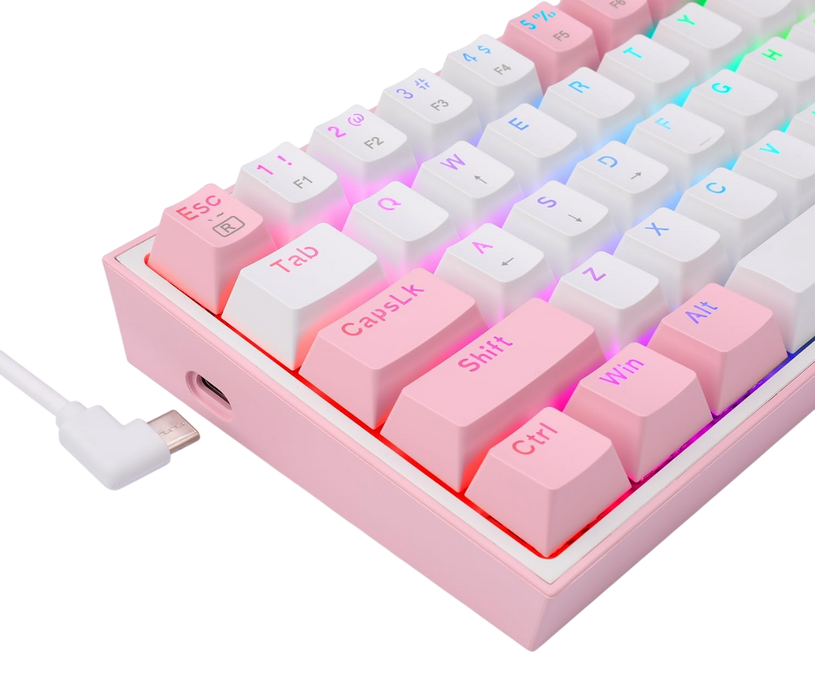 ريدراجون K617 Fizz كيبورد سلكي ميكانيكال 60% RGB سويتش أحمر – أبيض/بينك  للبيع في مصر من خلال Games2Egypt