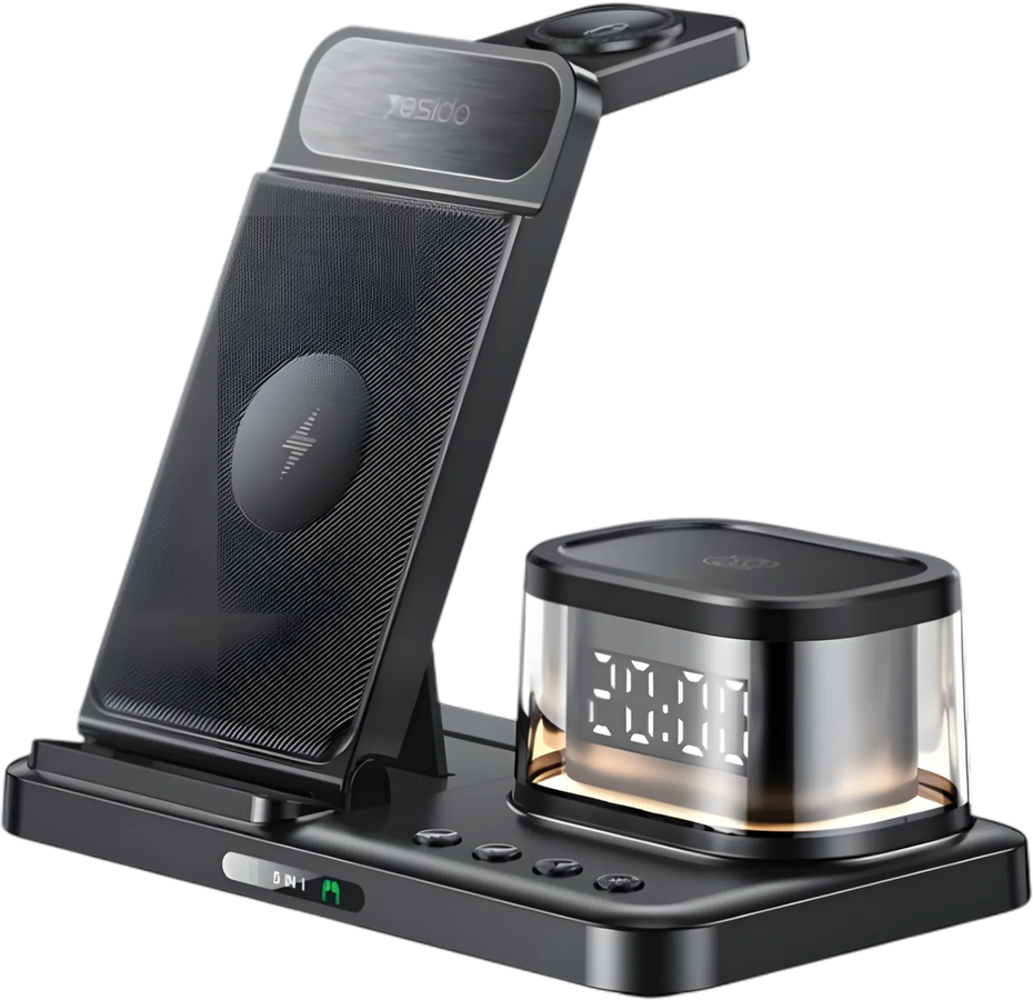 Yesido DS22 5 in 1 Clock Wireless Charging Stand For Apple
