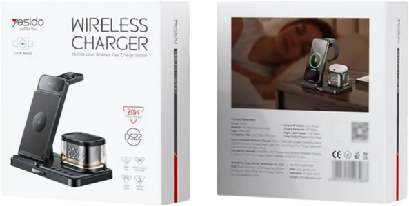 Yesido DS22 5 in 1 Clock Wireless Charging Stand For Apple  for sale in Egypt from Games2Egypt