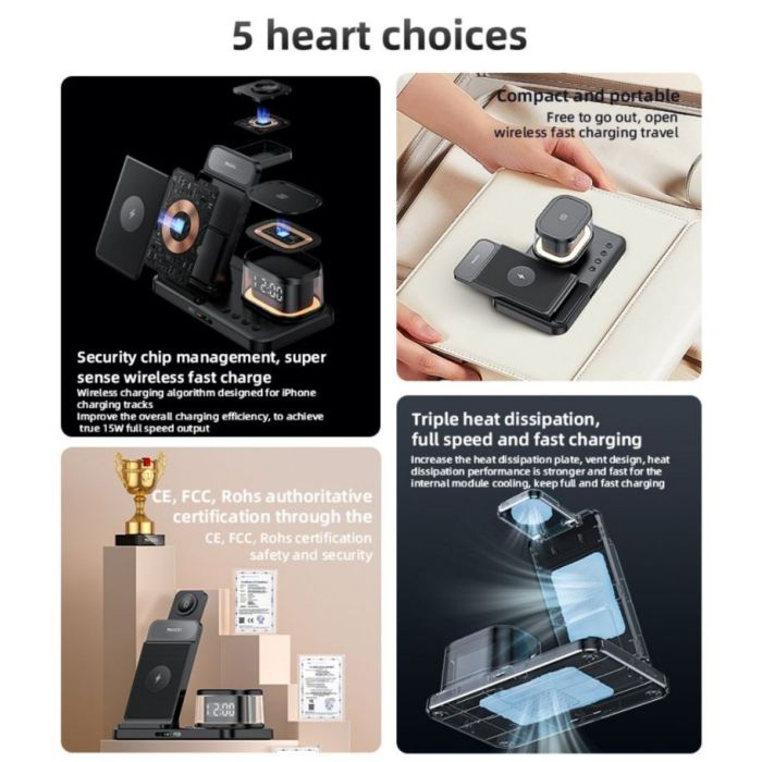 Yesido DS22 5 in 1 Clock Wireless Charging Stand For Apple  for sale in Egypt from Games2Egypt