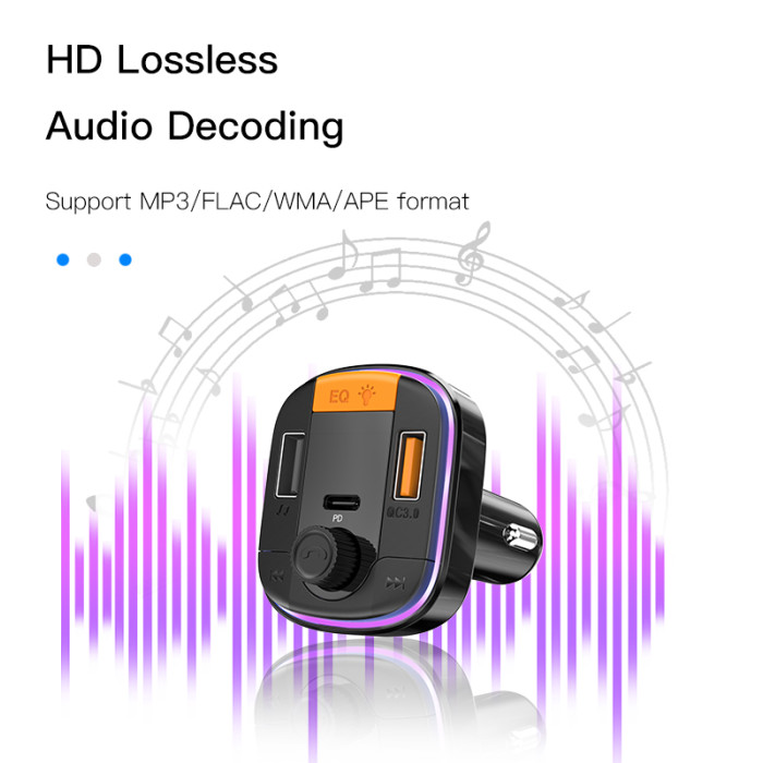 Yesido Y45 43W RGB Bluetooth To FM Convert Fast Charging Car Charger  for sale in Egypt from Games2Egypt