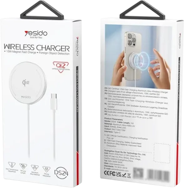 Yesido DS24 15W QI2.0 MagSafe Magnetic Fast Wireless Charger 1M  for sale in Egypt from Games2Egypt