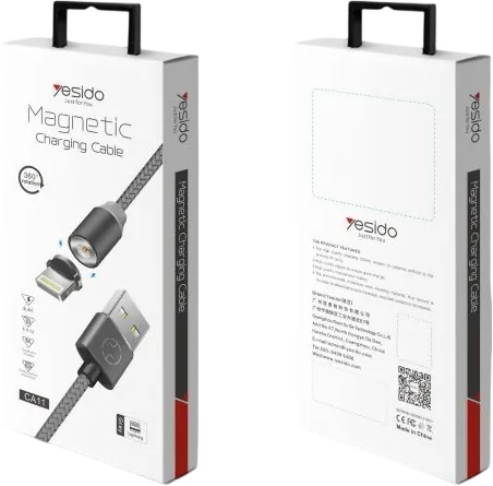Yesido CA11 Detachable 3 In 1 Magnetic Braided Data Cable 1M - Silver  for sale in Egypt from Games2Egypt