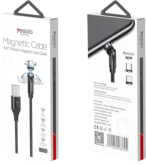Yesido CA68 180 Rotation Detachable 3 In 1 Magnetic Data Cable 1M  for sale in Egypt from Games2Egypt