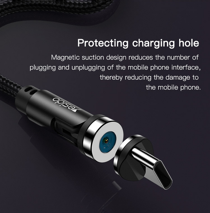 Yesido CA68 180 Rotation Detachable 3 In 1 Magnetic Data Cable 1M  for sale in Egypt from Games2Egypt