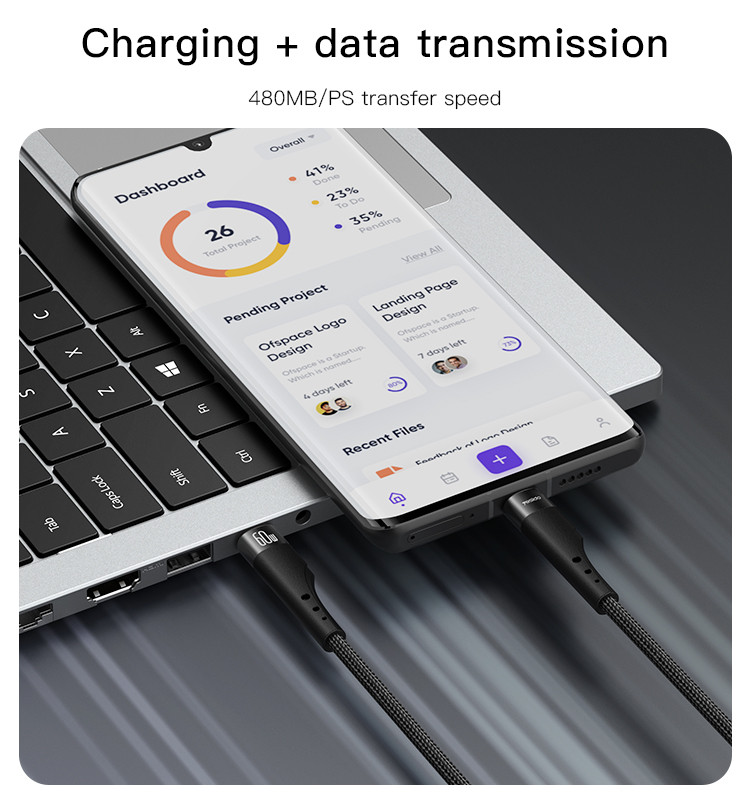 يسيدو CA116 كابل تايب سي لتايب سي 60W مضفّر بطول 3 متر – صورة 4