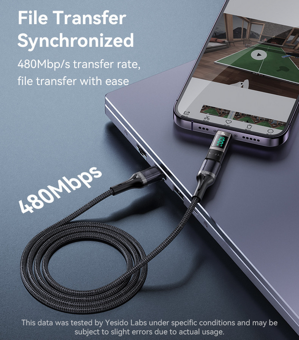Yesido GS24 100W USB-C to USB-C Adapter Digital Power Display  for sale in Egypt from Games2Egypt