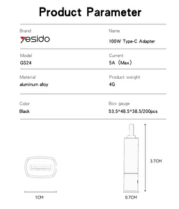Yesido GS24 100W USB-C to USB-C Adapter Digital Power Display  for sale in Egypt from Games2Egypt
