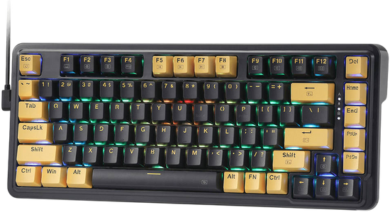 Redragon K649PY-RGB ELF 75% Wired Gasket RGB Gaming Keyboard Linear Switch - Black/Gold  for sale in Egypt from Games2Egypt