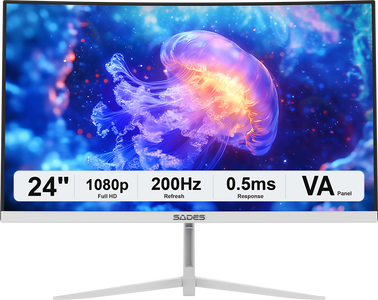 Sades NC-Pelagia SSC-CJ04F24W, FHD - HDMI 200Hz Curved Gaming Monitor - White -  for sale in Egypt from Games2Egypt