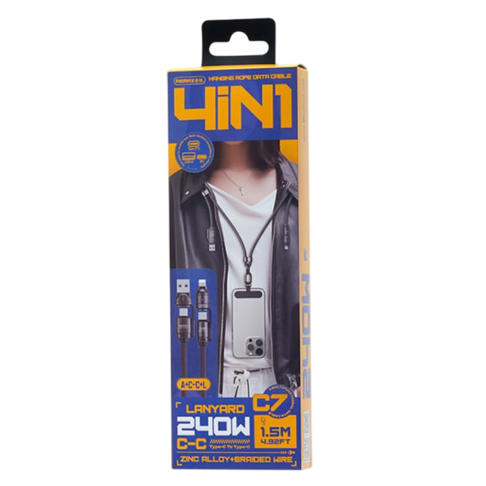 REMAX C7 240W 4 in 1 Fast Multi-Charging Cable 1.5M - Tarnish  for sale in Egypt from Games2Egypt