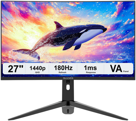 Sades KL-Whale SA-C01Q27B, QHD 180Hz Curved Gaming Monitor - Black