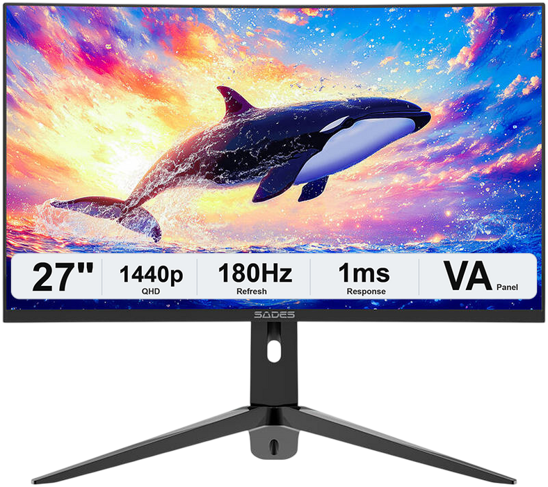 سادس KL-Whale SA-C01Q27B شاشة ألعاب منحنية 27 بوصة QHD 180Hz - أسود  للبيع في مصر من خلال Games2Egypt