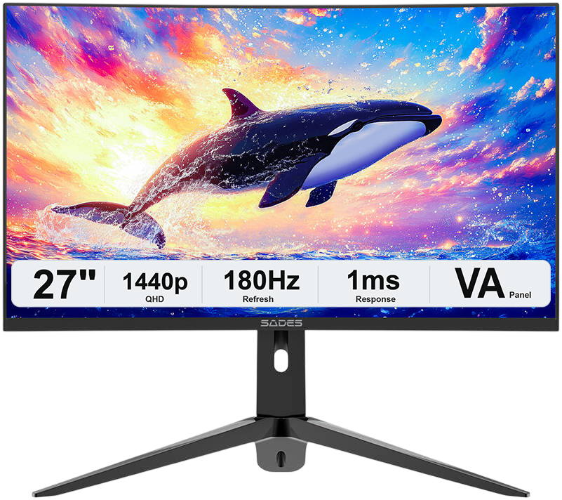 Sades KL-Whale SA-C01Q27B, QHD 180Hz Curved Gaming Monitor - Black