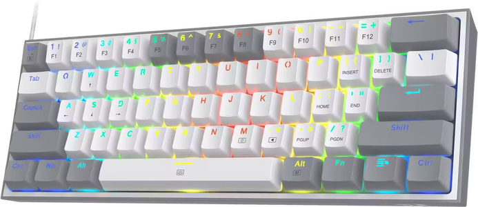  Redragon K617 Fizz 60% Wired RGB Gaming Keyboard with Red Switch - White in grey -  for sale in Egypt from Games2Egypt