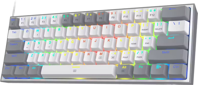 Redragon K617 Fizz 60% Wired RGB Gaming Keyboard with Red Switch - White in grey