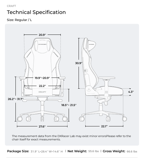 DXRacer CRAFT Series Size L Gaming Chair - Fabric Grey  for sale in Egypt from Games2Egypt