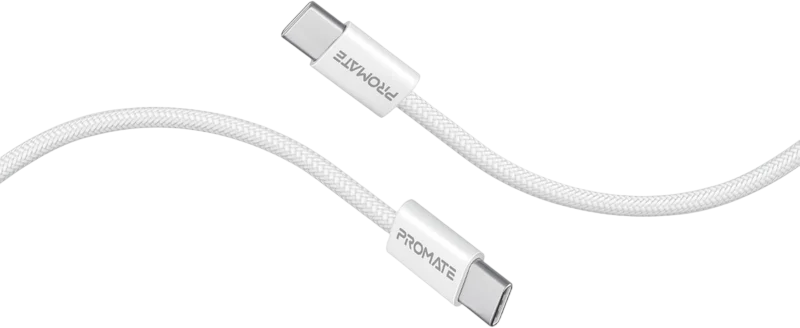 Promate EcoLine-CC200 60W Ultra-Fast USB-C cable - 2M - White  for sale in Egypt from Games2Egypt