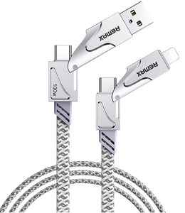 Remax RC-C119 100W 4 in 1 Braided Charging Cable 1.2M - White -  for sale in Egypt from Games2Egypt