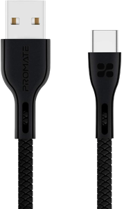 Promate PowerBeam-C USB-A to USB-C Cable - 1.2M - Black -  for sale in Egypt from Games2Egypt