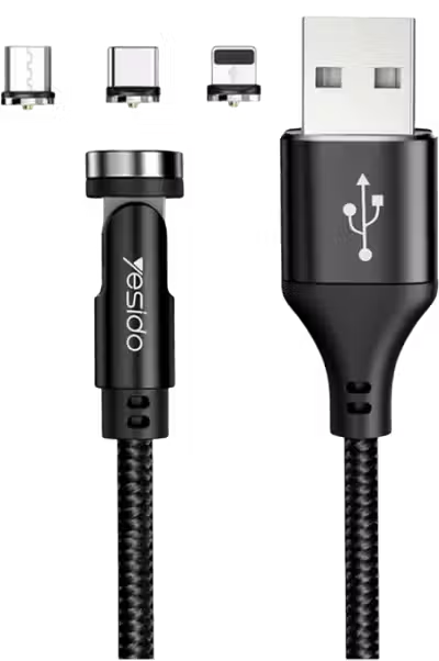 Yesido CA68 180 Rotation Detachable 3 In 1 Magnetic Data Cable 1M  for sale in Egypt from Games2Egypt
